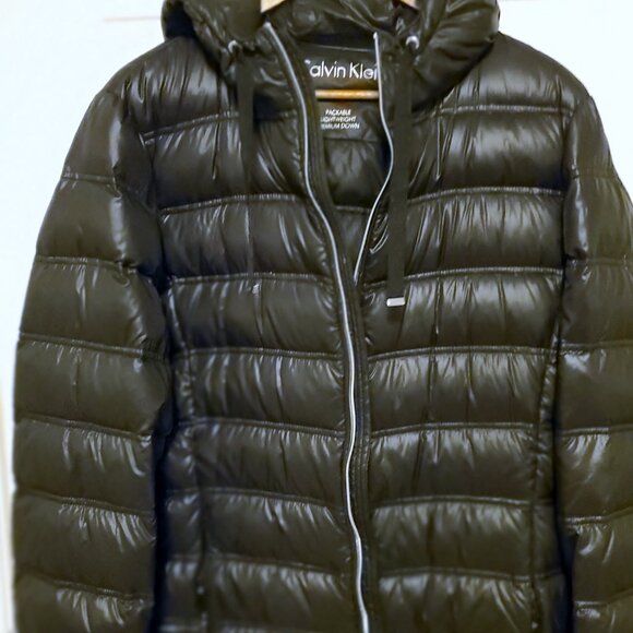 Calvin Klein Jacket Women's XL Packable Lightweight Premium Down Hooded Coat - Picture 3 of 11